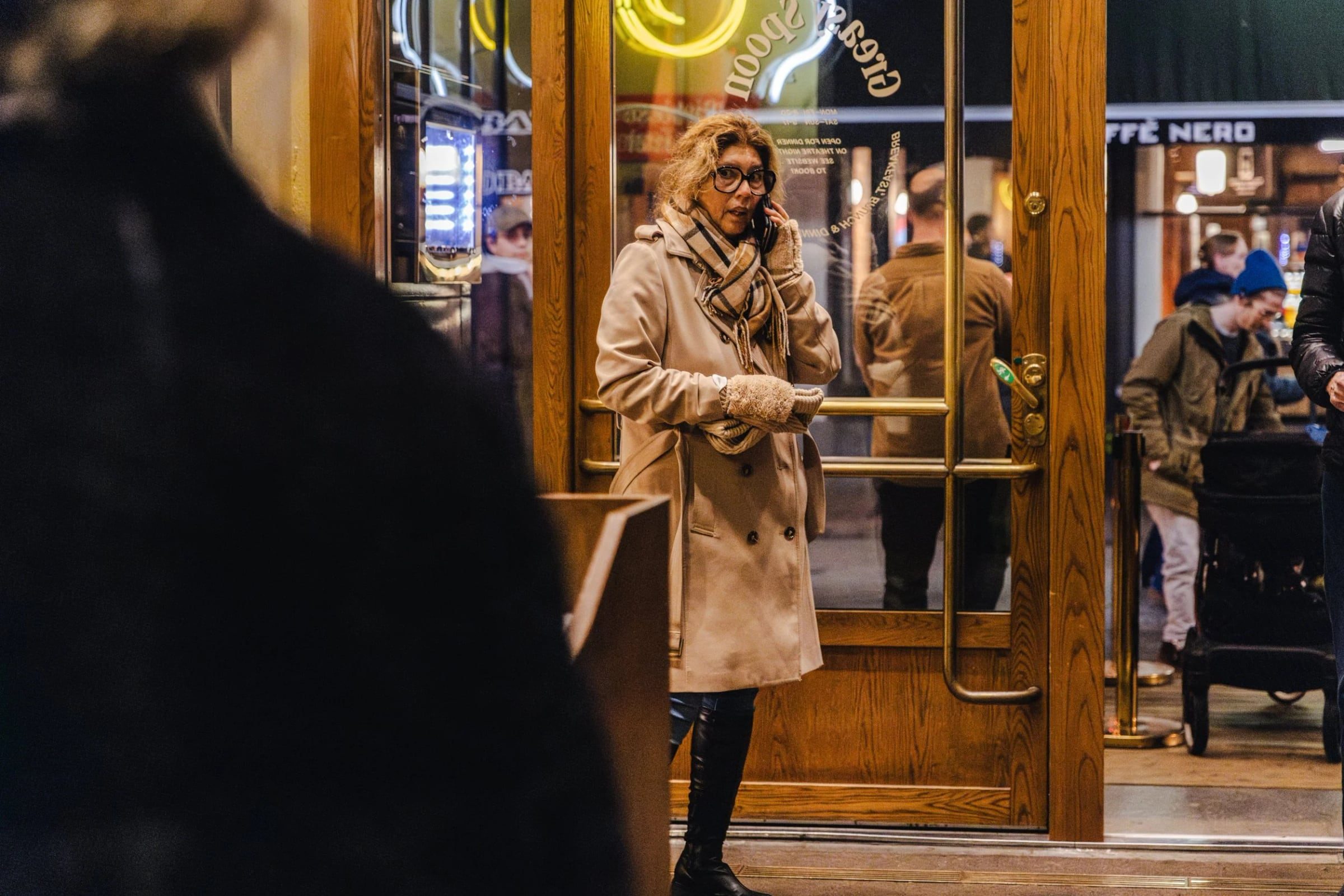 Guests arriving through the entrance on restaurant opening night